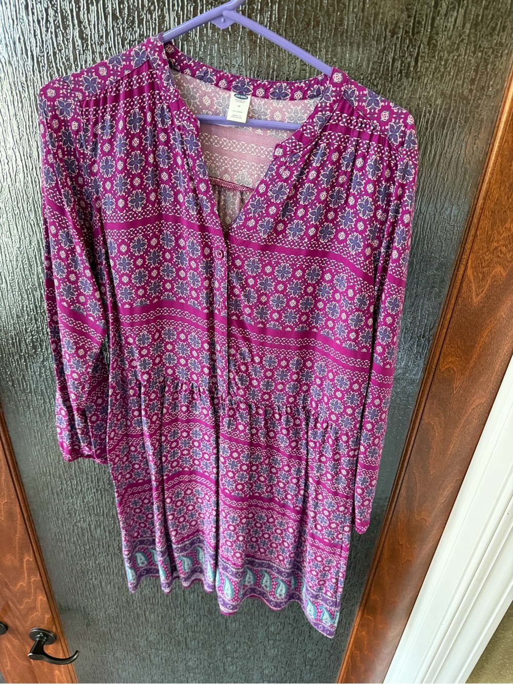 Women's Purple Patterned Boho Old Navy Dress M